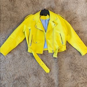 Zara yellow leather jacket